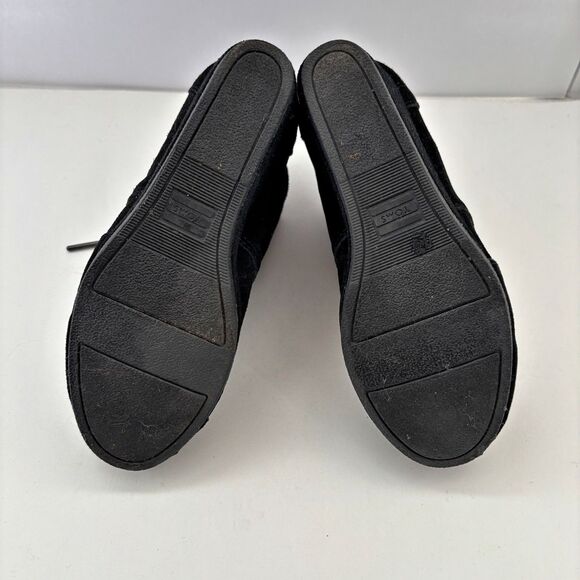 TOMS Shoes Womens Size 7 Black Suede Wedge Booties Whimsigoth Lace Up Casual - Picture 5 of 8